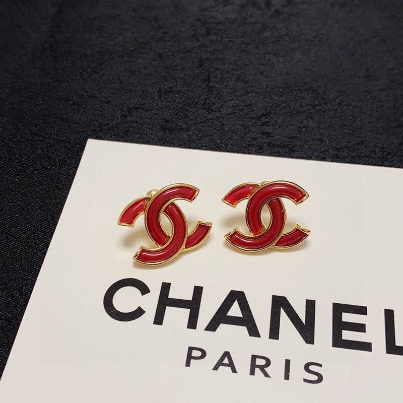 Chanel Red 18K Gold Earrings
