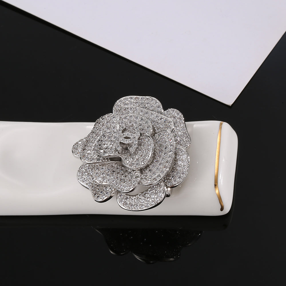 Chanel Camellia Diamonds 18K Gold Brooch