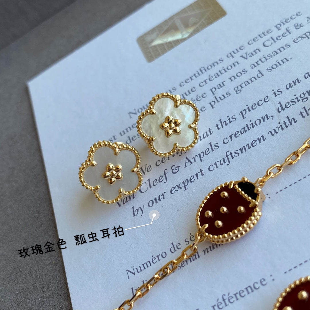 Lucky Spring Plum Blossom 18K Gold Earrings