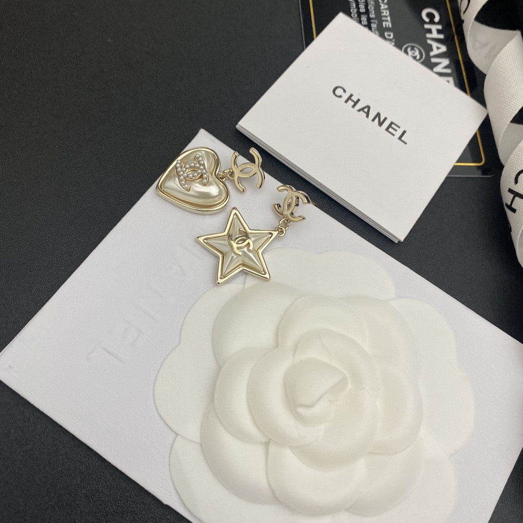Chanel Heart & Star 18K Gold Earrings