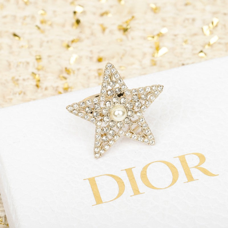 Dior Star Diamond 18K Gold Brooch
