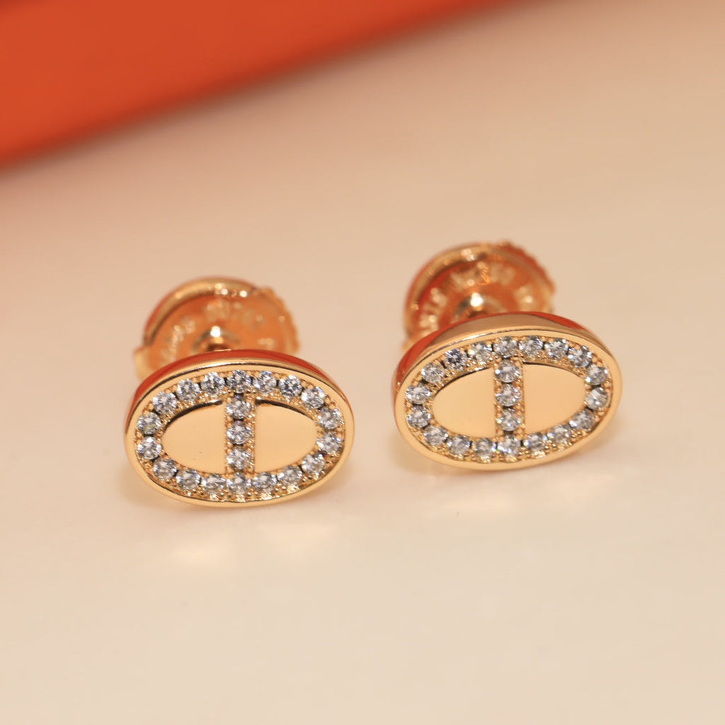 Hermes Mini Farandole Diamond 18K Gold Earrings