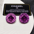 Chanel Vintage Purple 18K Gold Earrings