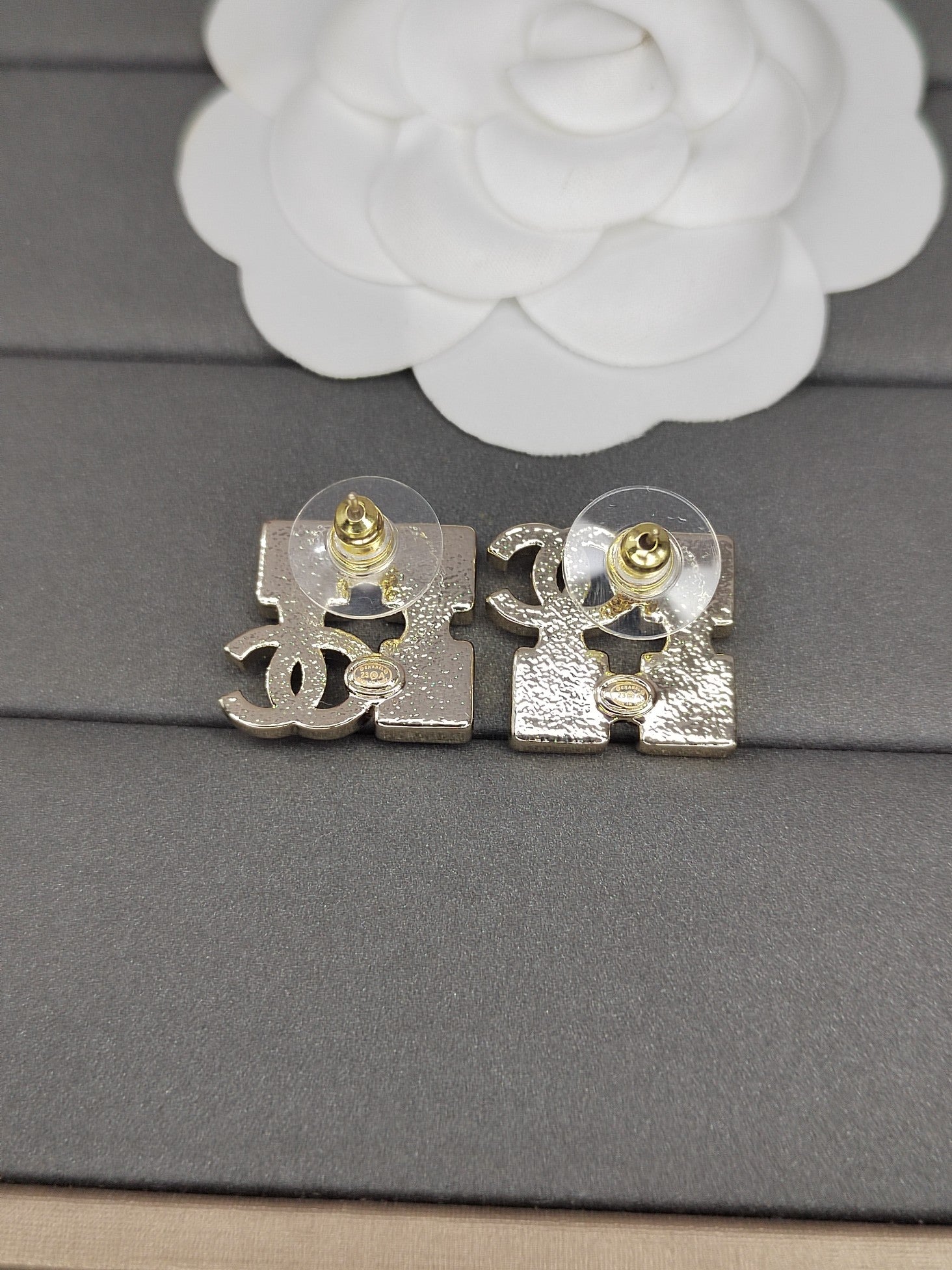 Chanel Black Crystals 18K Gold Earrings
