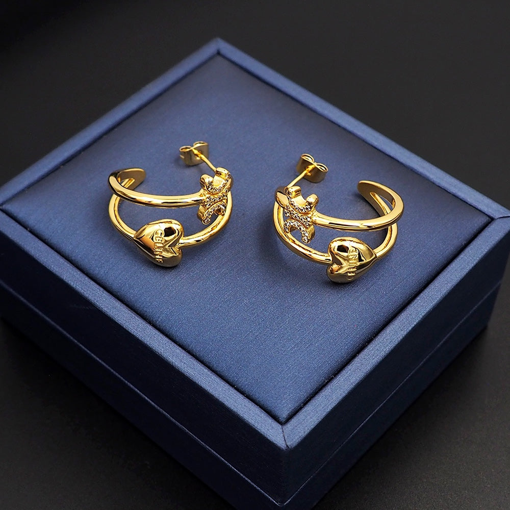 Celine Heart 18K Gold Earrings