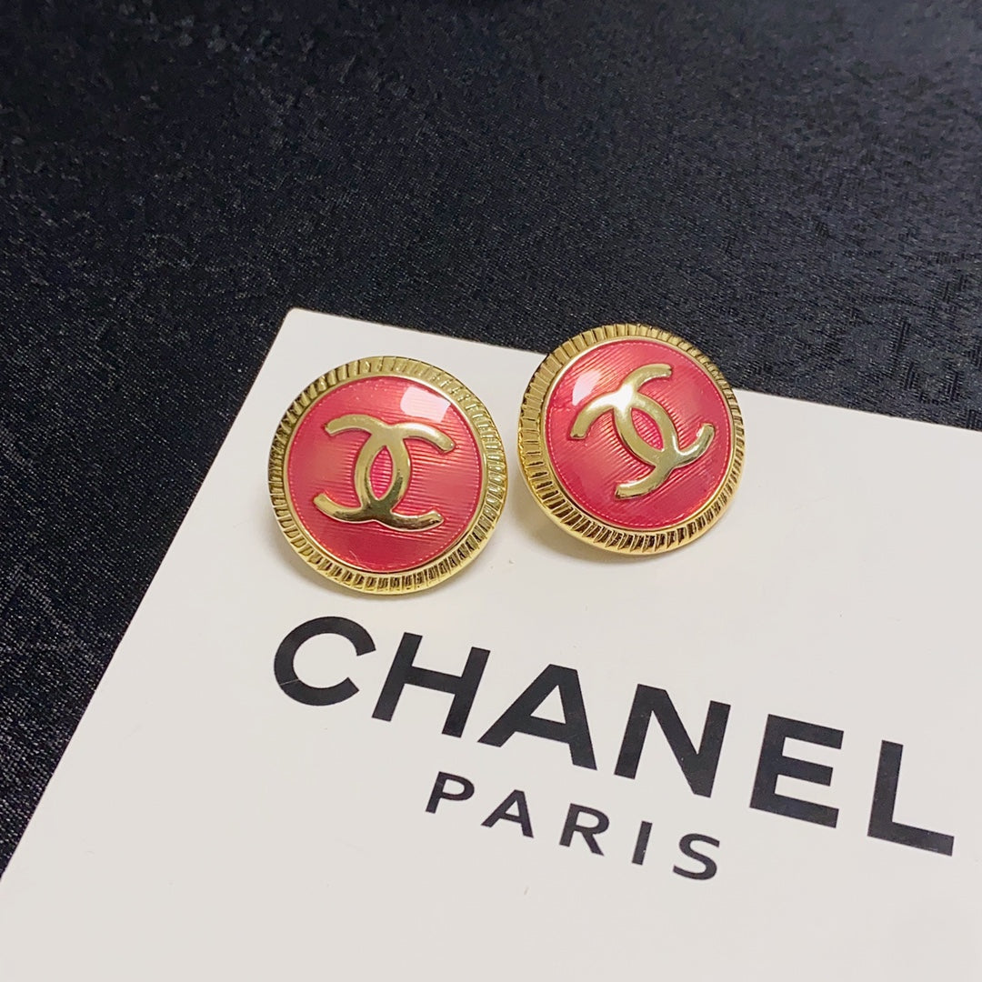 Chanel Red 18K Gold Earrings