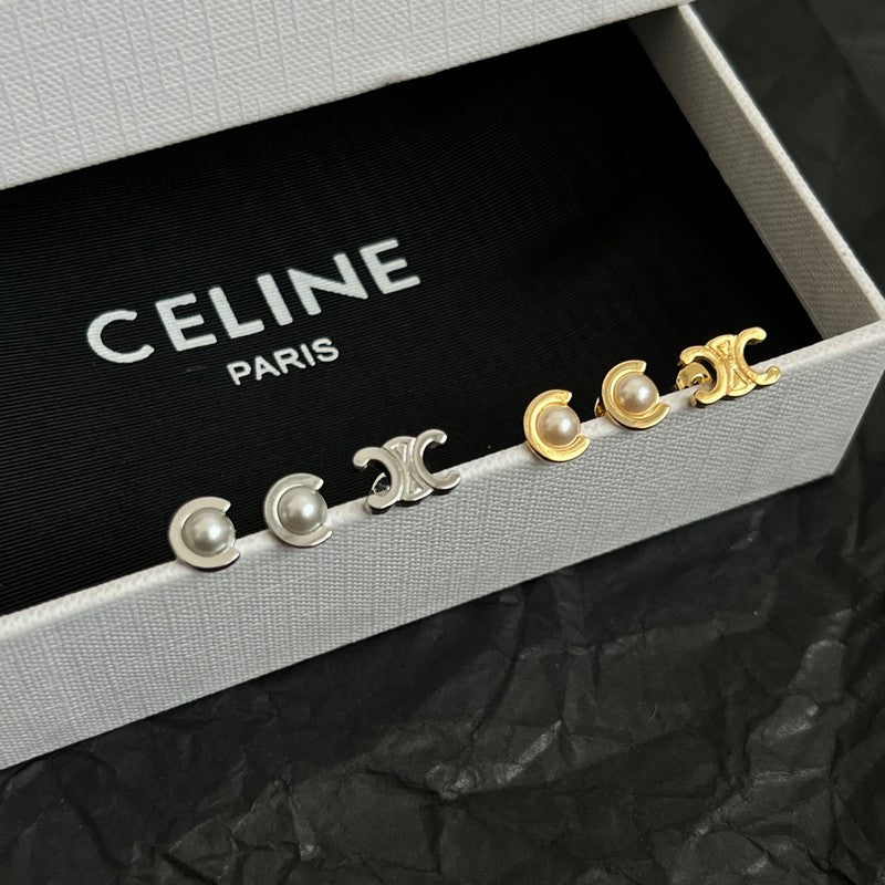 Celine Pearl Gold 18K Gold Earrings
