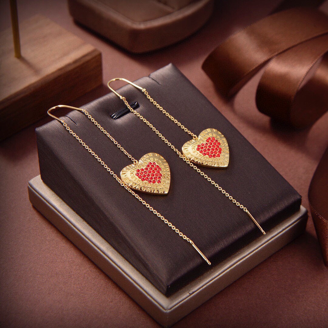 Valentino Red Heart 18K Gold Earrings