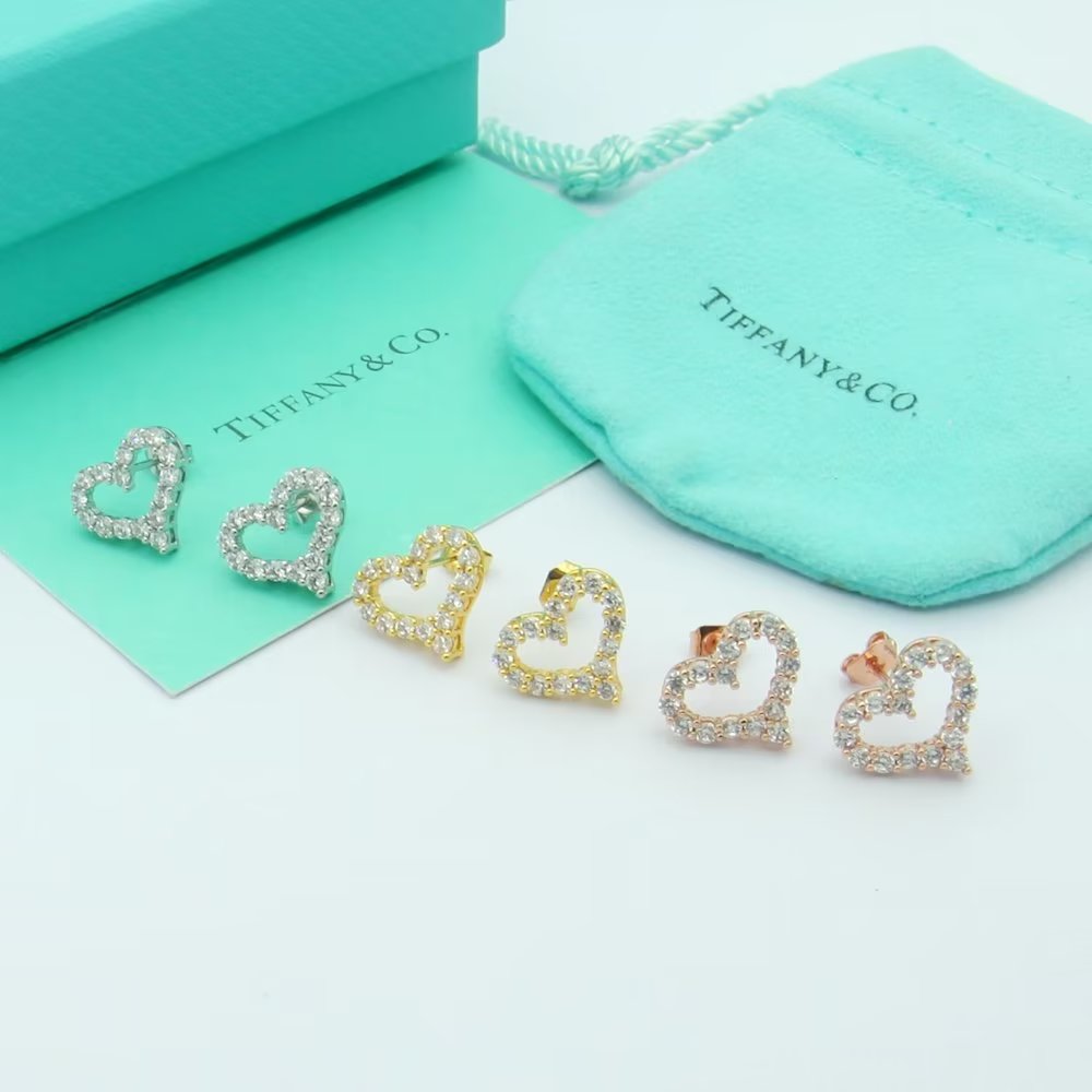 Tiffany Heart Diamonds 18K Gold Earrings