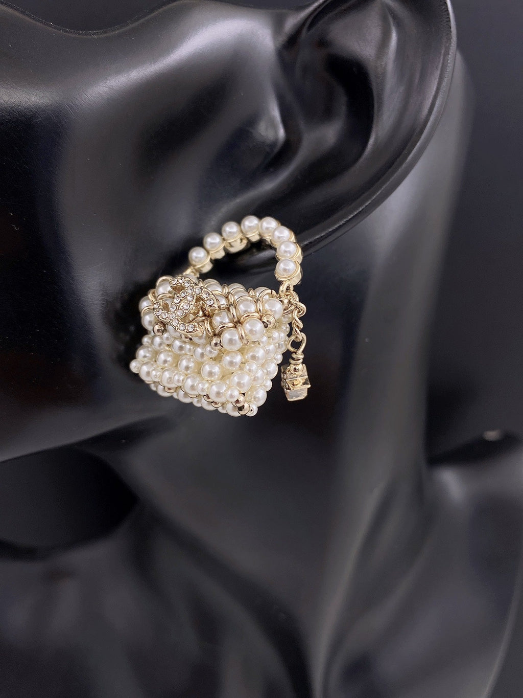 Chanel Small Bag Pearl 18K Gold Earrings