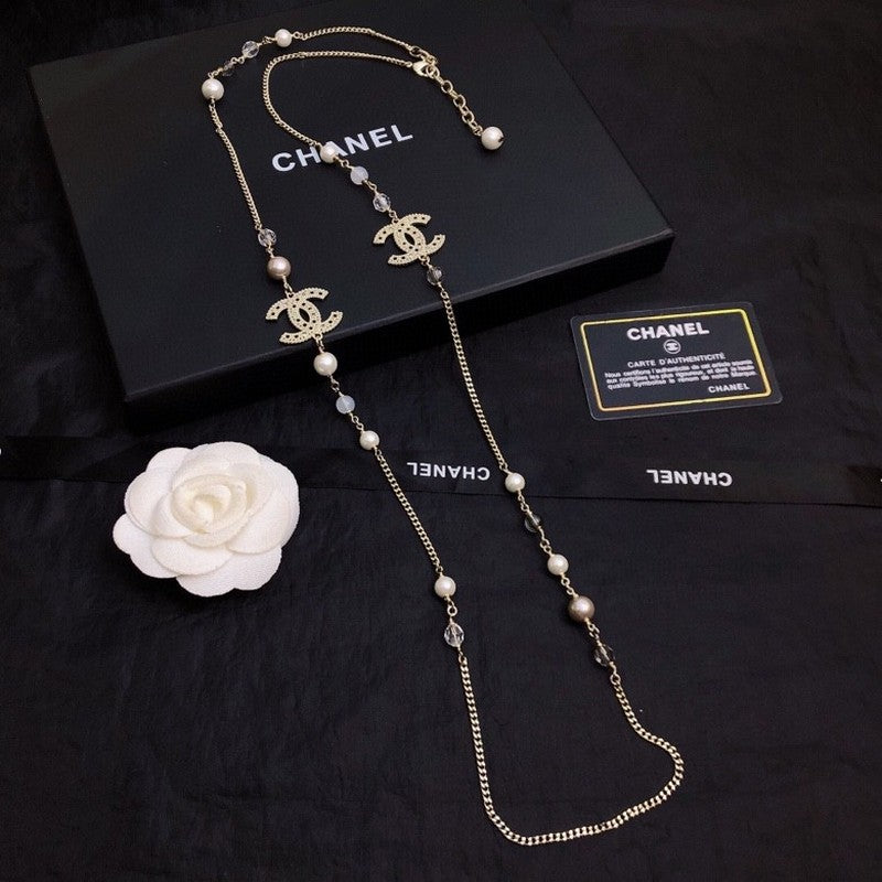 Chanel Long Pearl 18K Gold Necklace