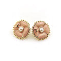 Chanel Pink Pearl 18K Gold Earrings