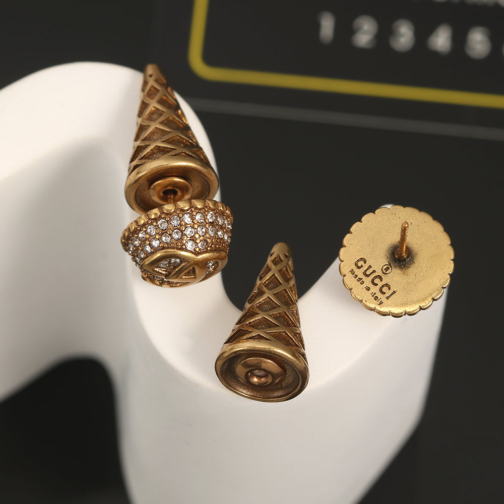 Gucci Double Vintage 18K Gold Earrings