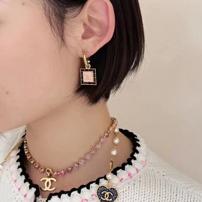 Chanel Pink Crystal 18K Gold Necklace