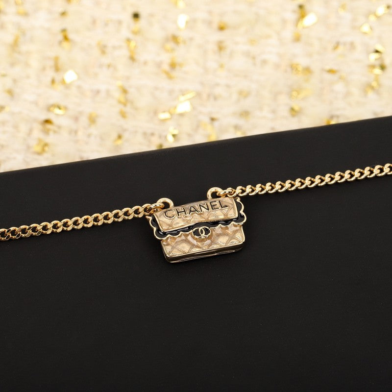 Chanel Bag Pendant 18K Gold Necklace