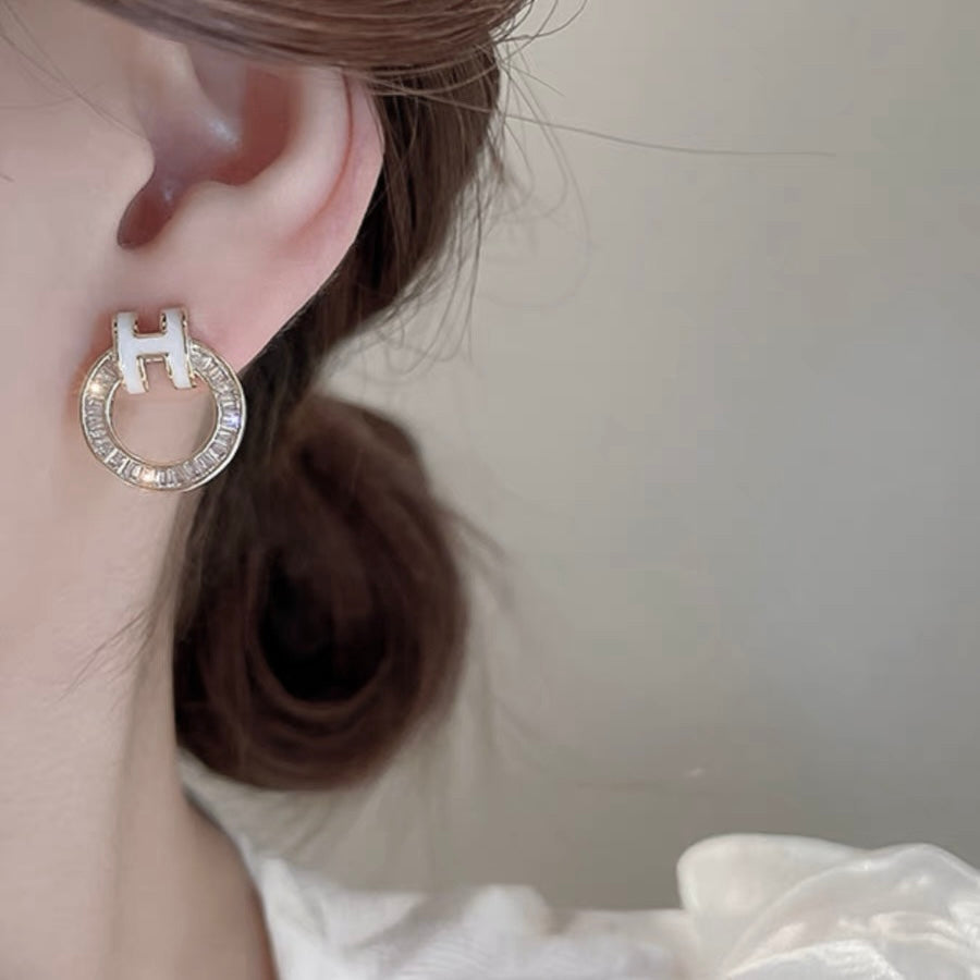 Hermes Clic Diamond 18K Gold Earrings