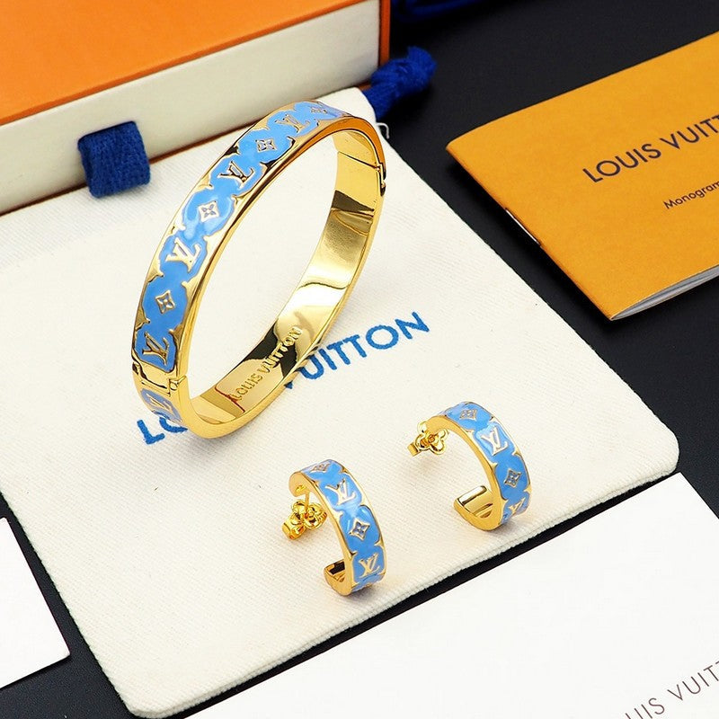 Louis Vuitton Nanogram Enamel 18K Gold Earrings