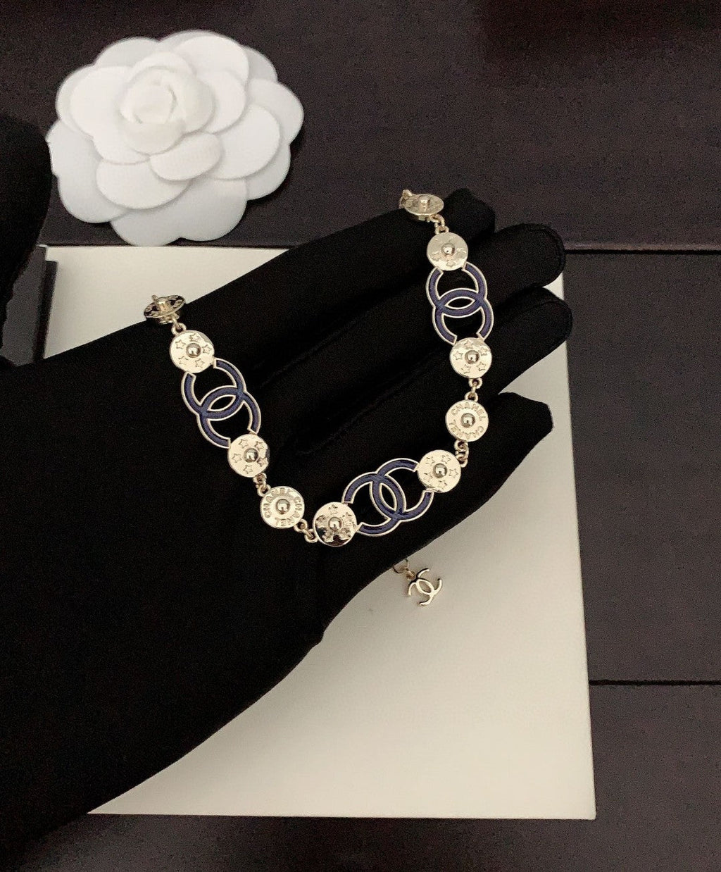 Chanel Blue Choker 18K Gold Necklace
