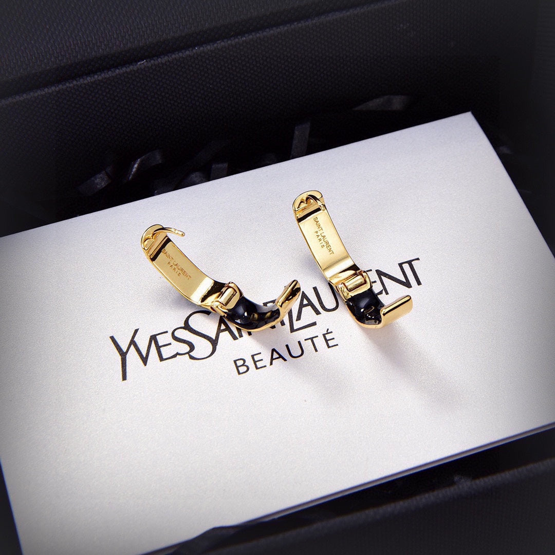 YSL Black 18K Gold Earrings