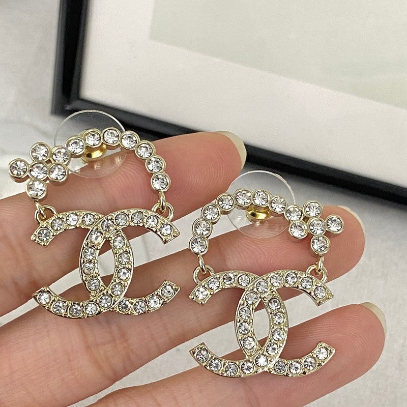 Chanel Diamond 18K Gold Earrings