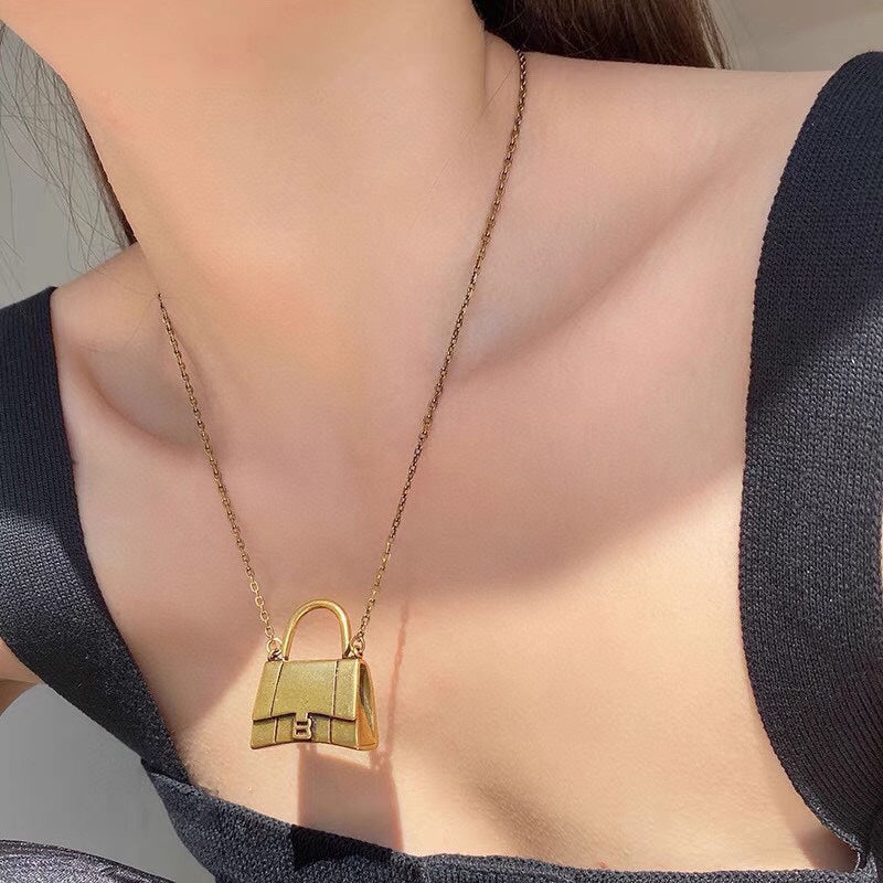 Balenciaga Hourglass Bag 18K Gold Necklace