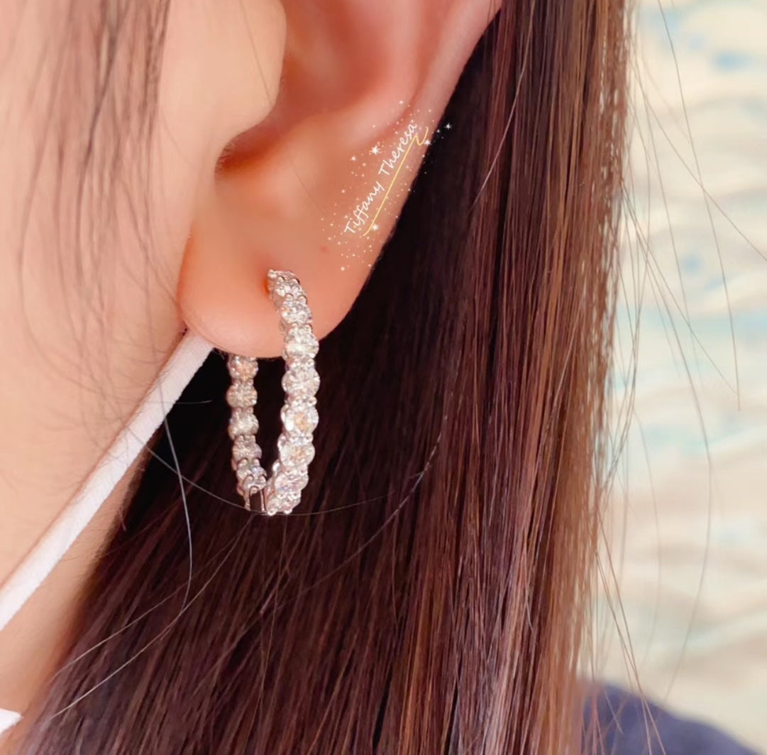 Tiffany Hoop Diamonds 18K Gold Earrings
