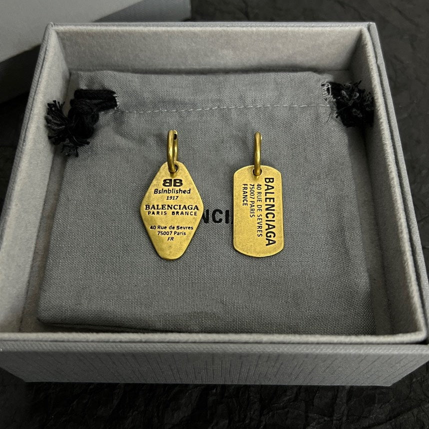 Balenciaga Plate 18K Gold Earrings