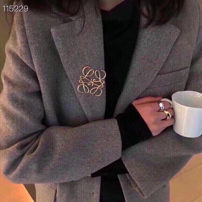 LOEWE Anagram Gold 18K Gold Brooch