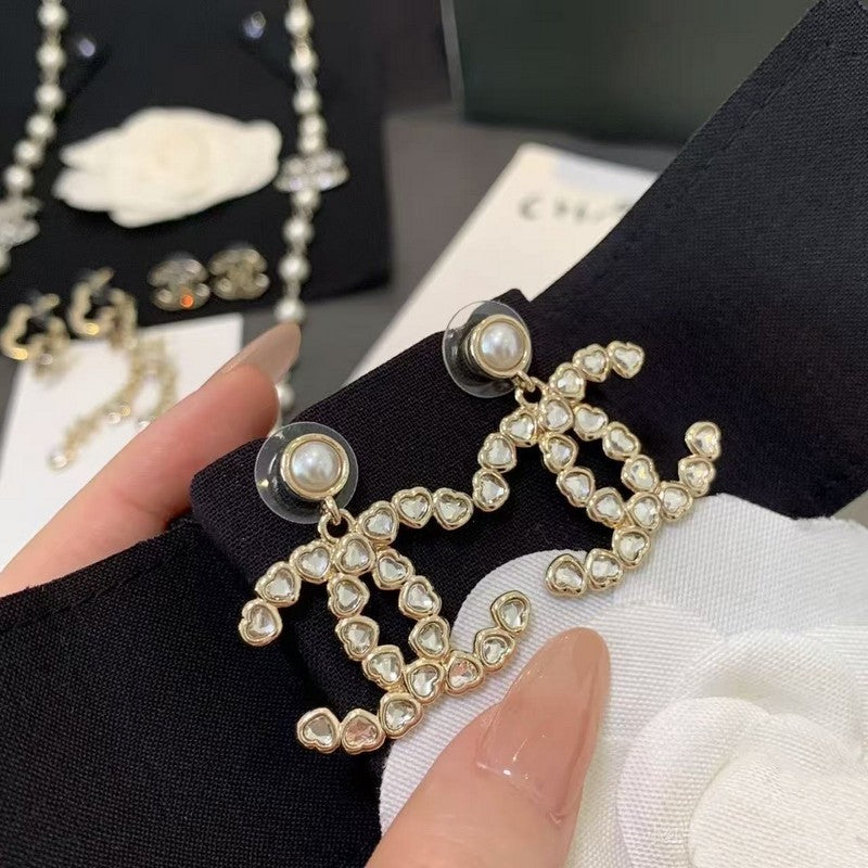 Chanel Pearl & Crystal 18K Gold Earrings