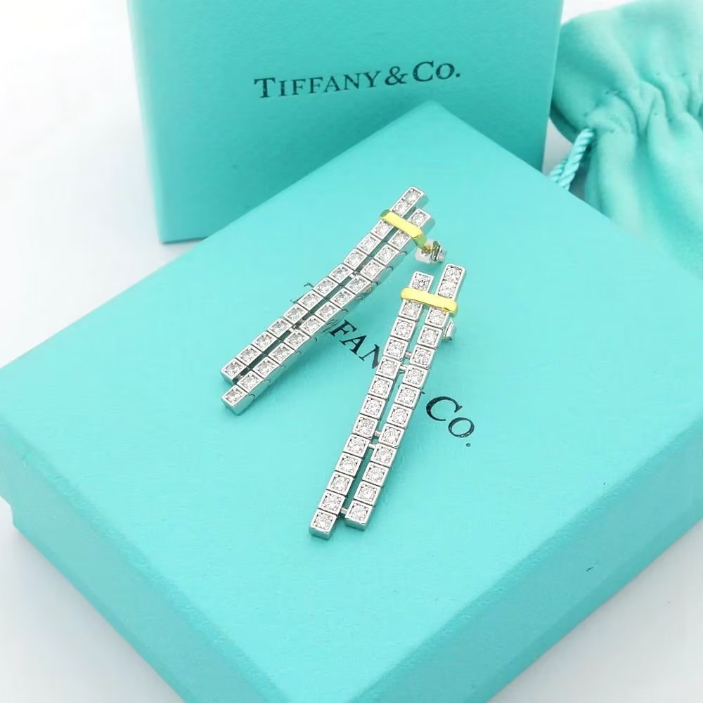 Tiffany Edge Drop 18K Gold Earrings