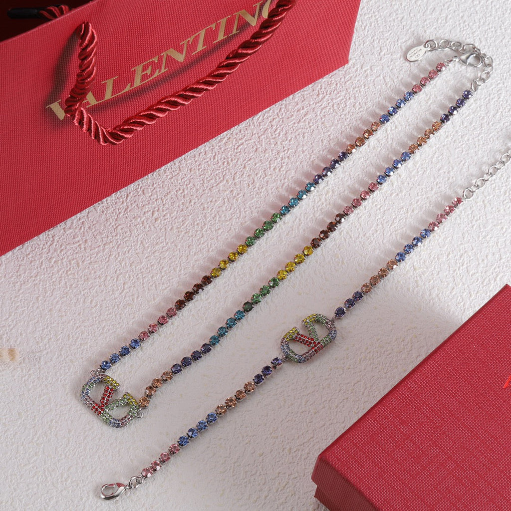 Valentino Multi-Color Crystals 18K Gold Necklace