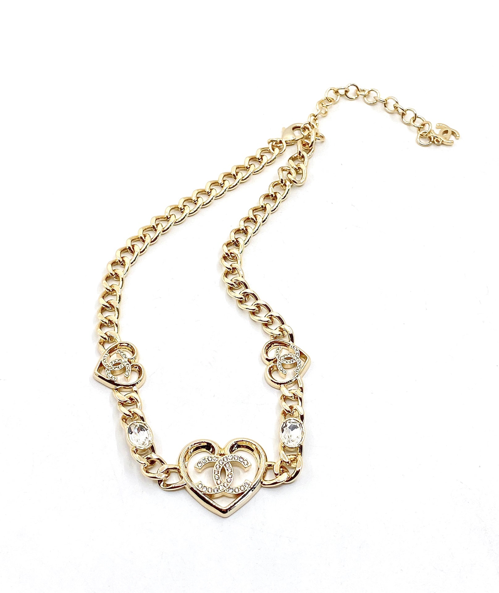 Chanel Heart Diamonds Chain 18K Gold Necklace