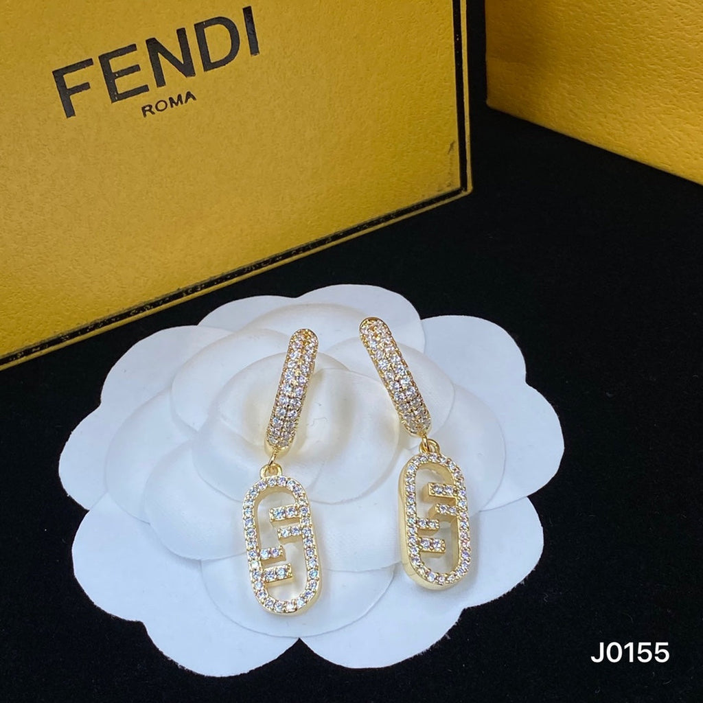 Fendi OLock Diamonds 18K Gold Earrings