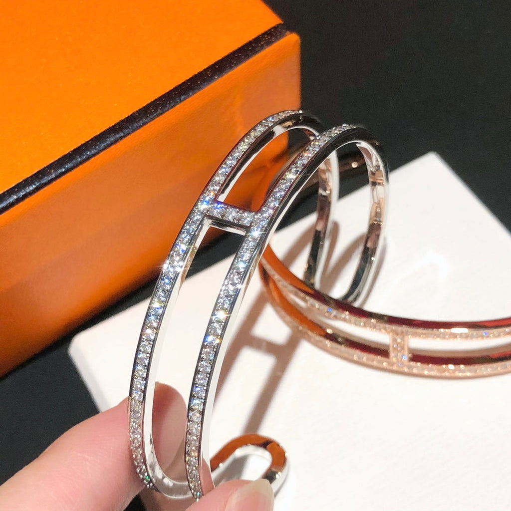 Hermes Ever Chain D¡ ̄ancre Cuff Diamond 18K Gold Bracelet
