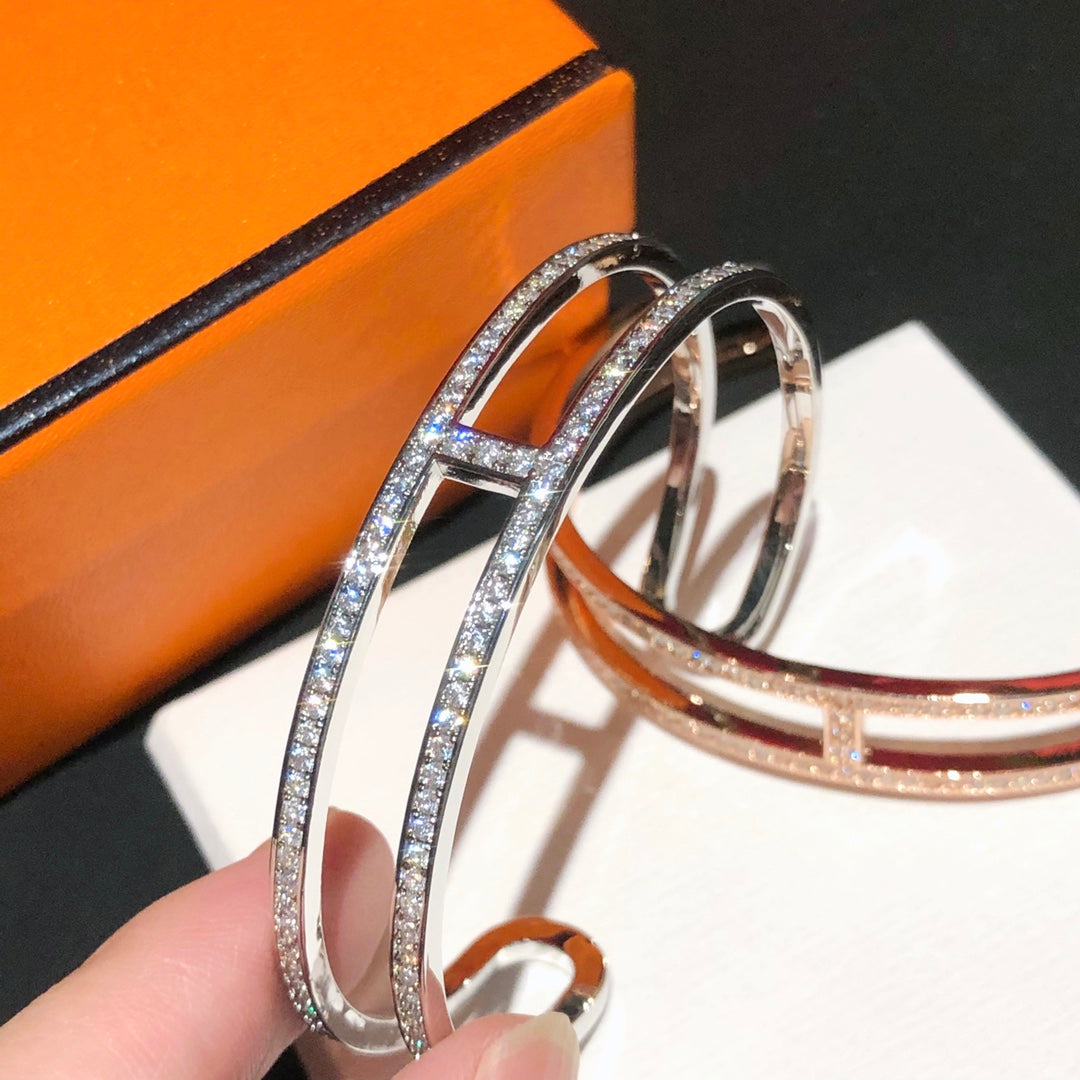 Hermes Ever Chain D¡ ̄ancre Cuff Diamond 18K Gold Bracelet