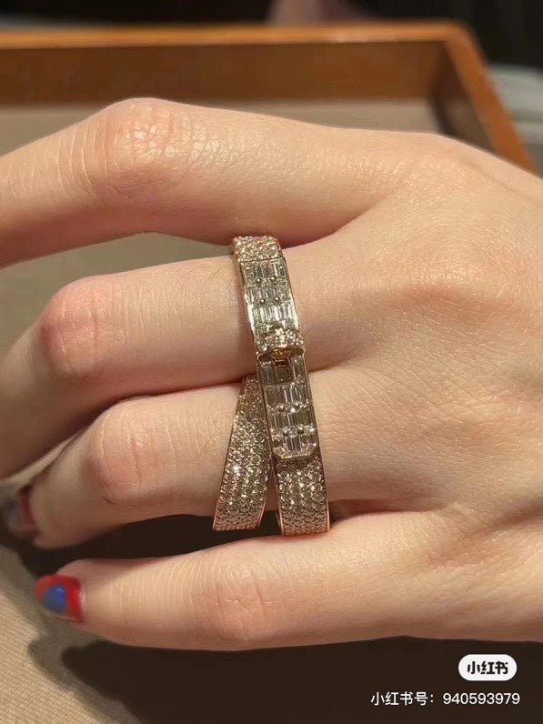 Hermes Kelly Gavroche Double 18K Gold Ring