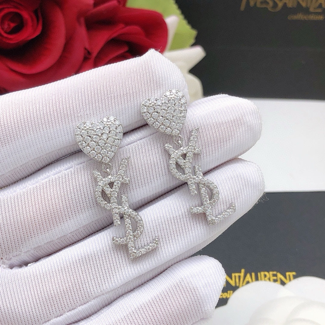 YSL Heart Diamonds 18K Gold Earrings