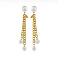 Celine Pearls Long 18K Gold Earrings