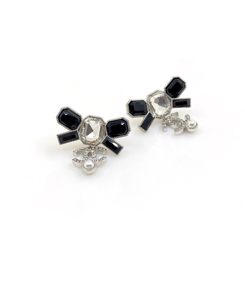 Chanel Bow Tie Crystals 18K Gold Earrings
