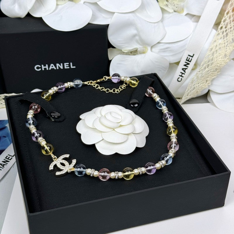 Chanel 26C Color Crystal 18K Gold Necklace