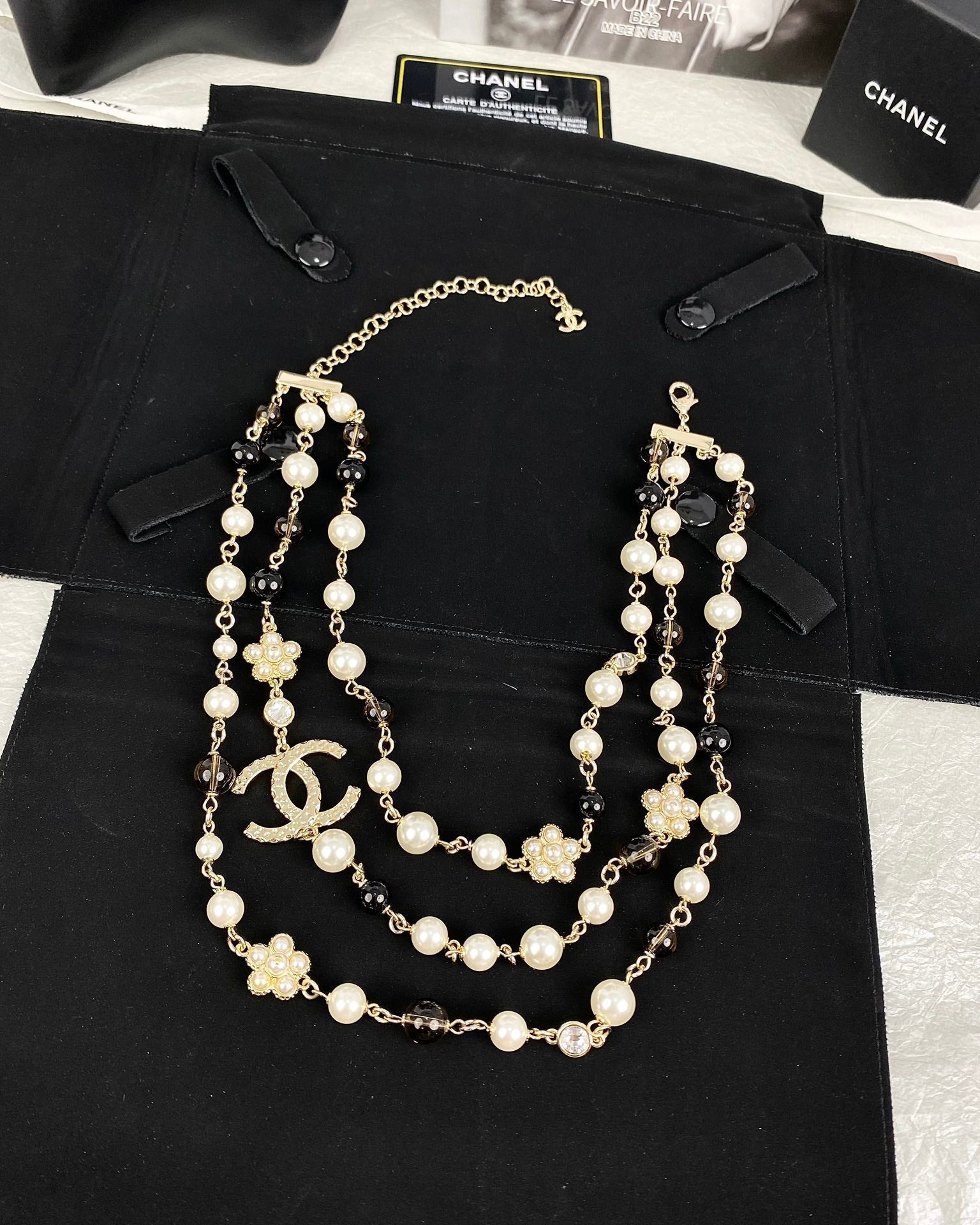 Chanel 24B Long Pearls 18K Gold Necklace