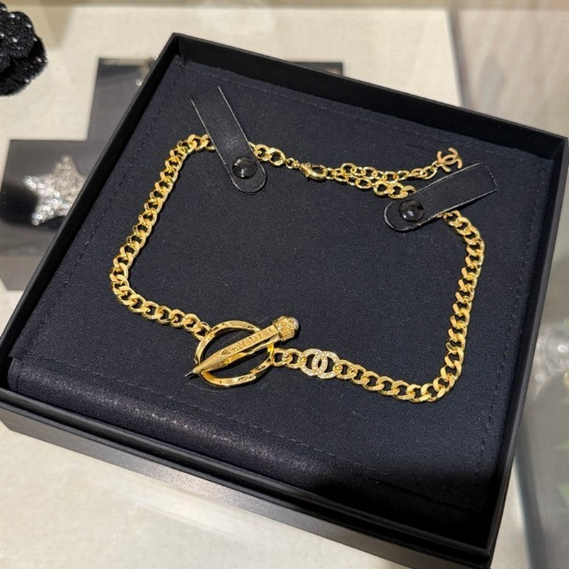 Chanel 25K Pen Choker 18K Gold Necklace