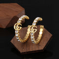 Gucci Double Color Crystal 18K Gold Earrings