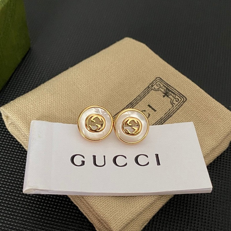 Gucci Double Gold Pearl 18K Gold Earrings