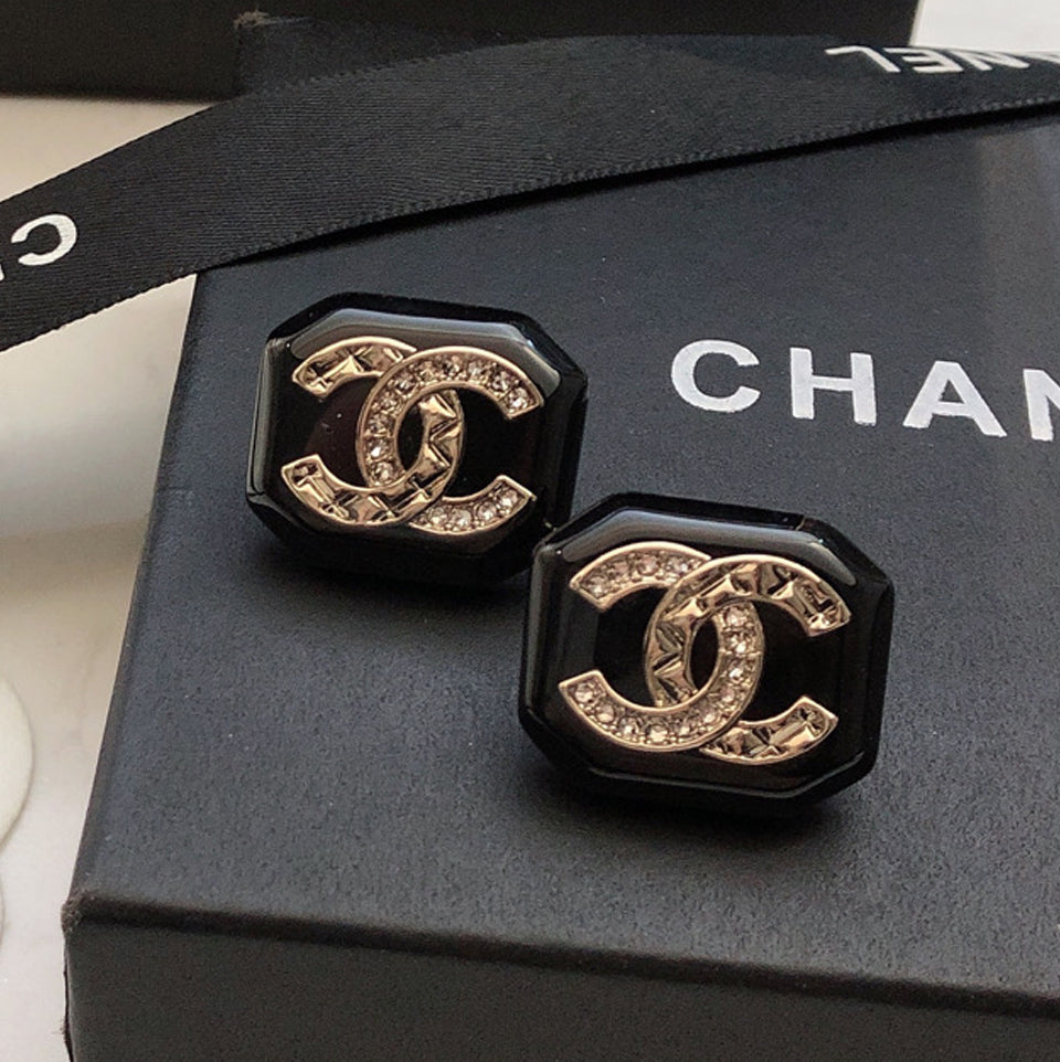 Chanel Resin 18K Gold Earrings
