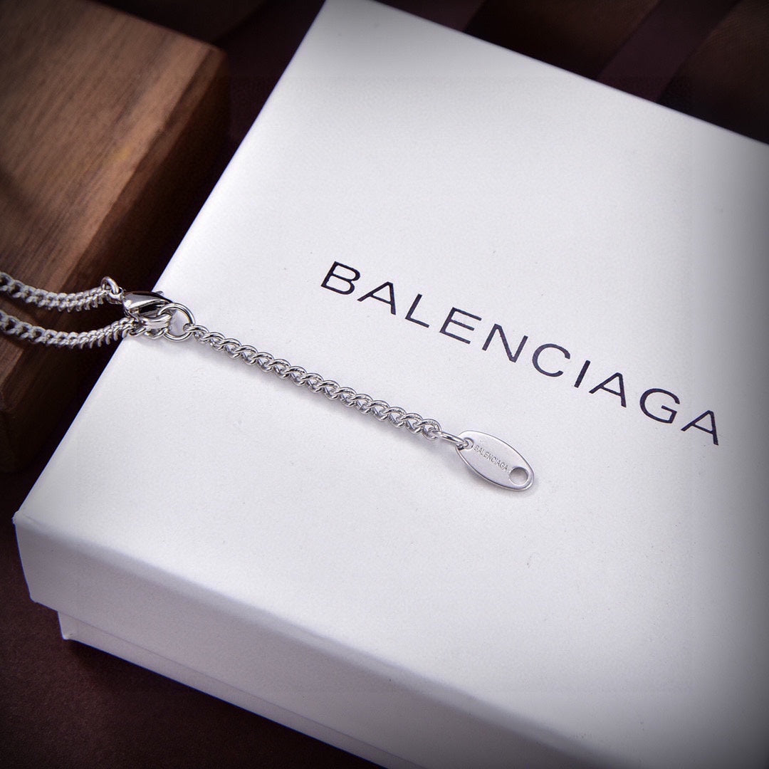 Balenciaga Typo Crystals 18K Gold Necklace