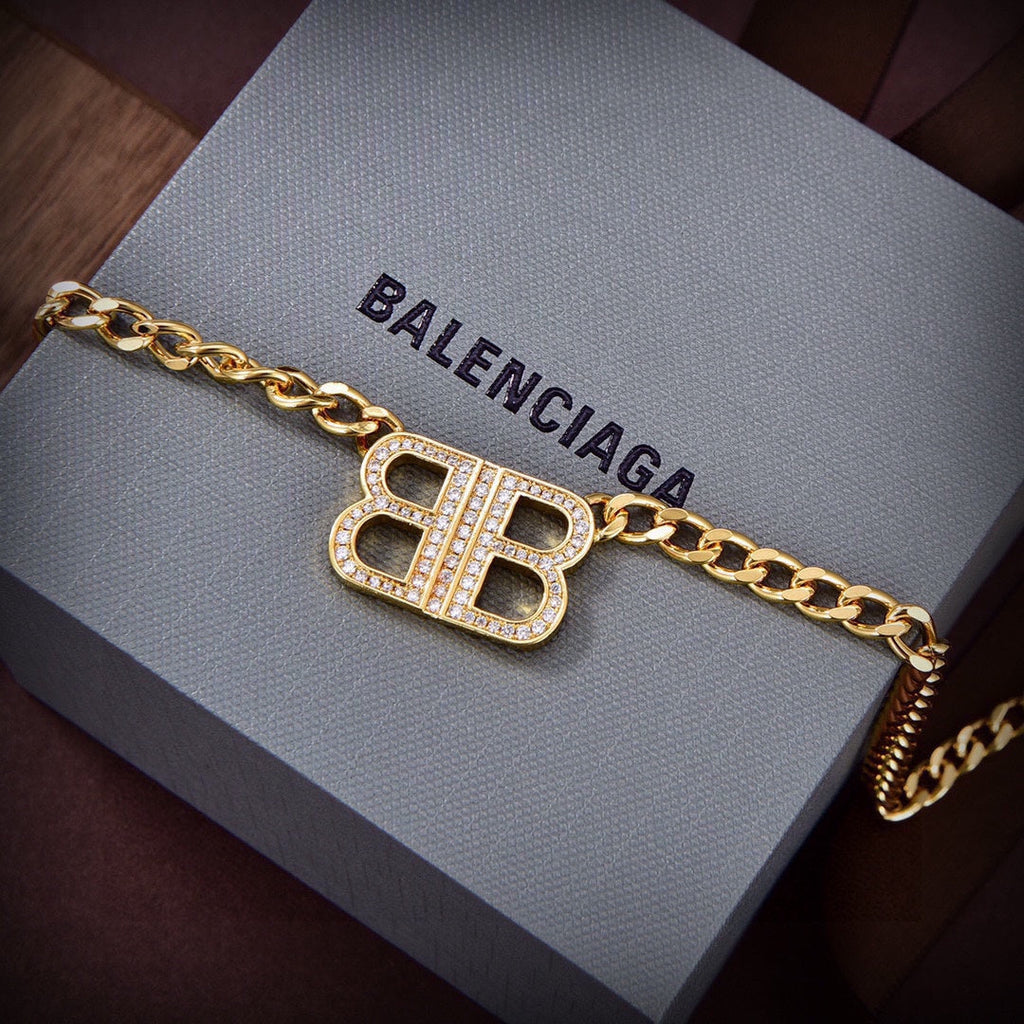 Balenciaga Icon Chain Diamonds 18K Gold Necklace