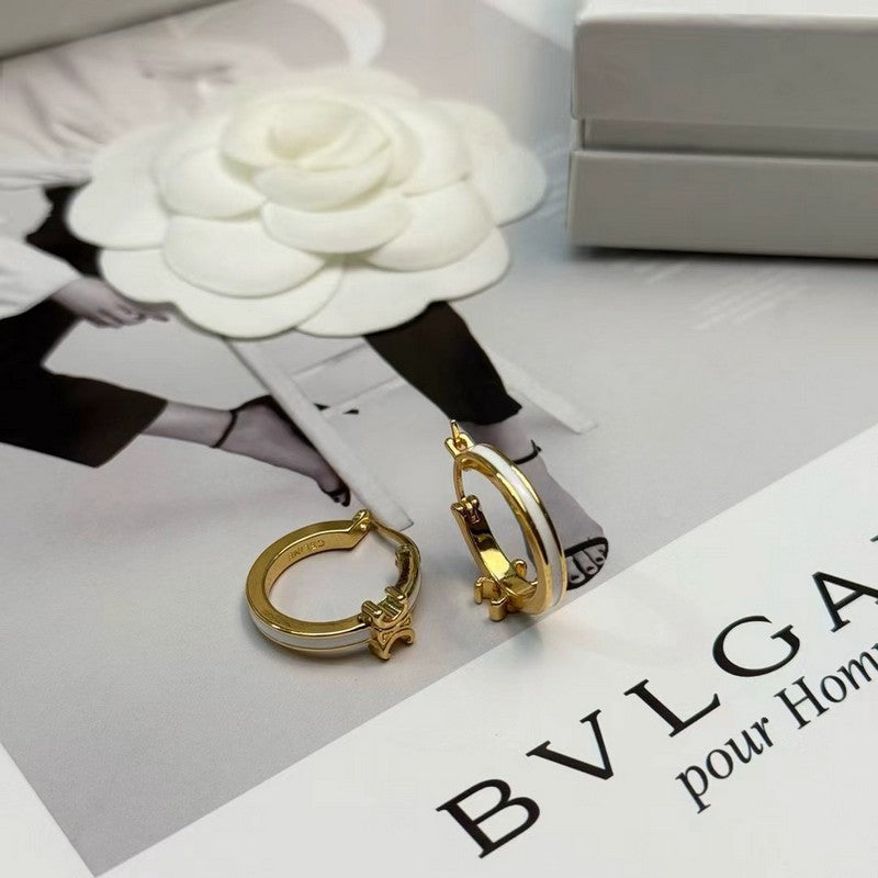 Celine Pearl Circle Gold 18K Gold Earrings