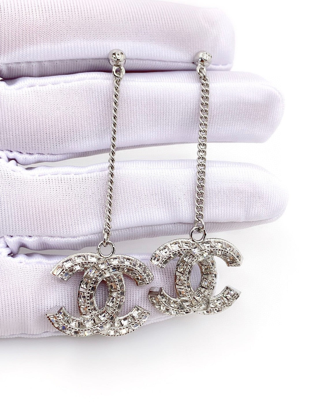 Chanel Long Crystals 18K Gold Earrings