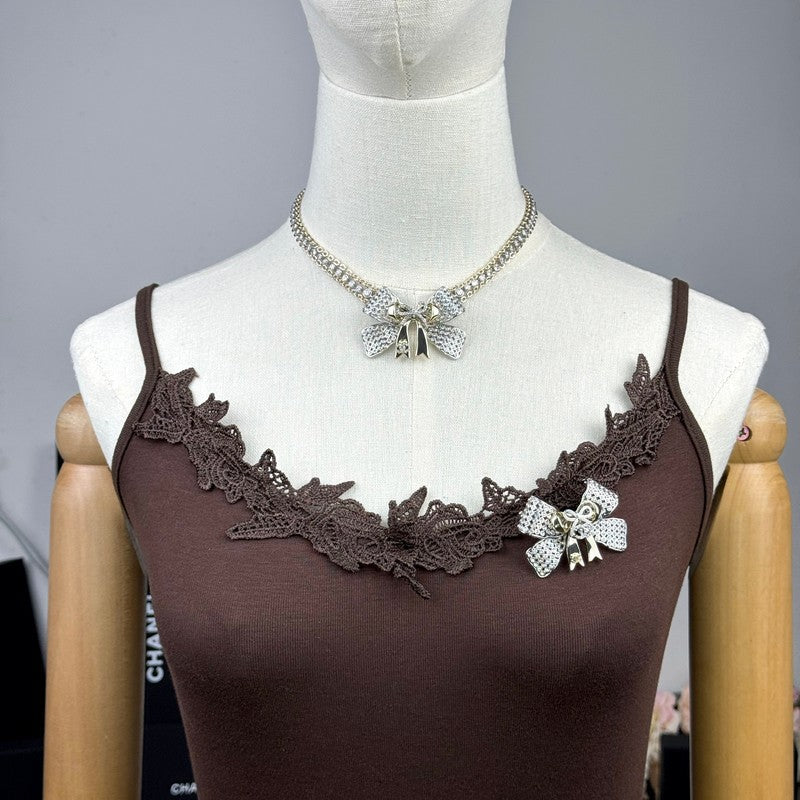 Chanel 25K Bow Tie Choker 18K Gold Necklace